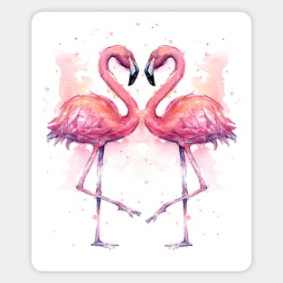 Flamingos Heart Watercolor Magnet